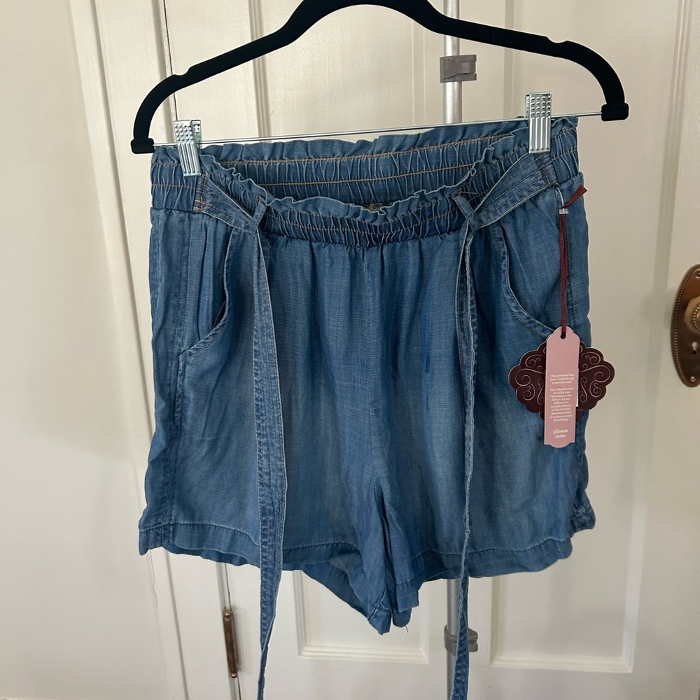 Knox Rose denim wash paper bag shorts